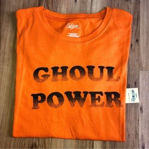 3/$15NEW Halloween T Shirt Ghoul Power Short Sleeve Orange Large Women’s Juniors
